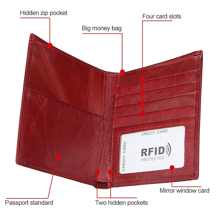 Leather Rfid Passport Wallet - Multi-function - Blue 8