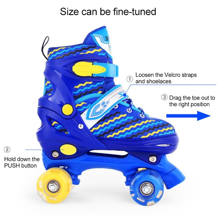 Double-row Roller Skating Shoes for Kids - Full-flash White Size m - Blue 5