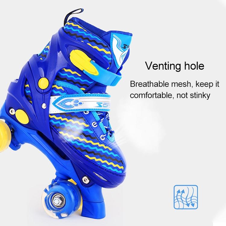 Double-row Roller Skating Shoes for Kids - Full-flash White Size m - Blue 7