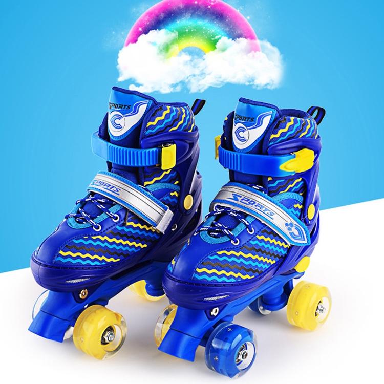 Double-row Roller Skating Shoes for Kids - Full-flash White Size m - Blue 11