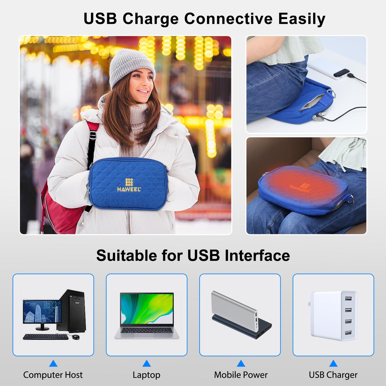 Small Messenger Bag With Tablet And Phone Warmer - Blue 8