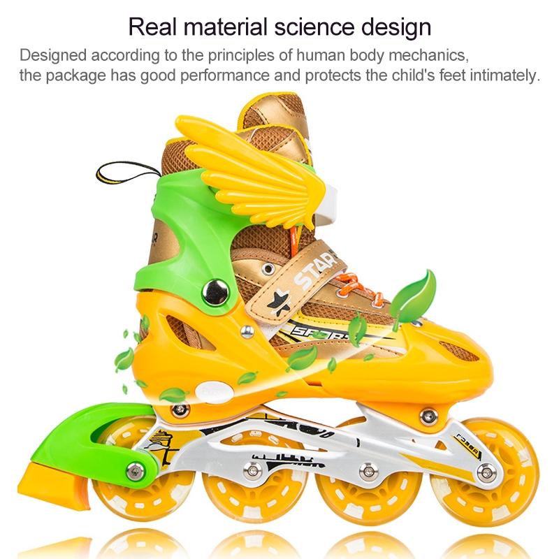 Adjustable Kids Roller Skates Set - Flash Wheels Size m - Blue 4