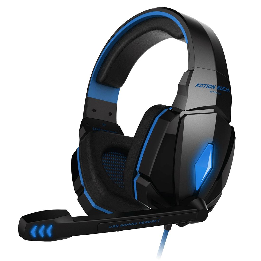 Pc Gaming Headset With Mic Led Volume Control 2.2M Cable Blue / Black - Pc0105L 5