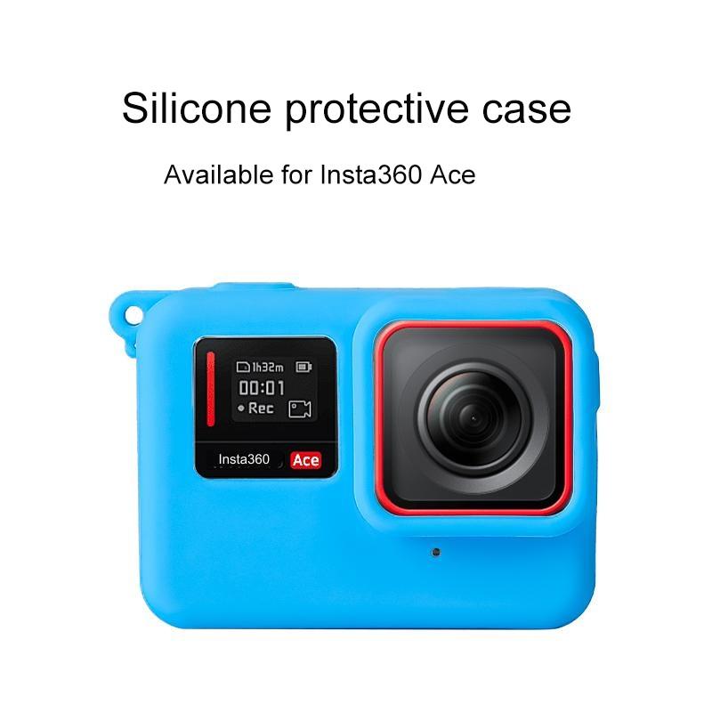 Silicone Protective Case with Lens Cap for Insta360 Ace - Blue 4
