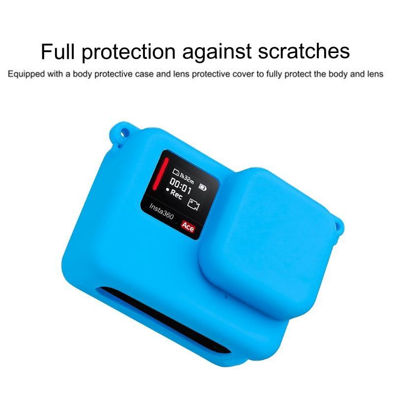 Silicone Protective Case with Lens Cap for Insta360 Ace - Blue 5
