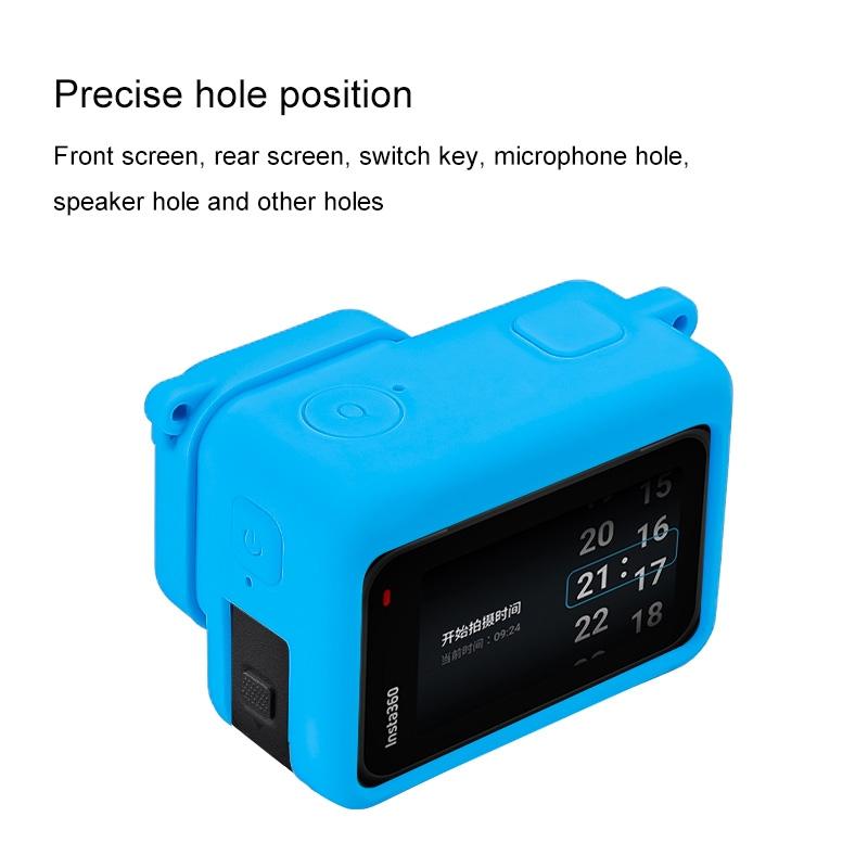 Silicone Protective Case with Lens Cap for Insta360 Ace - Blue 6