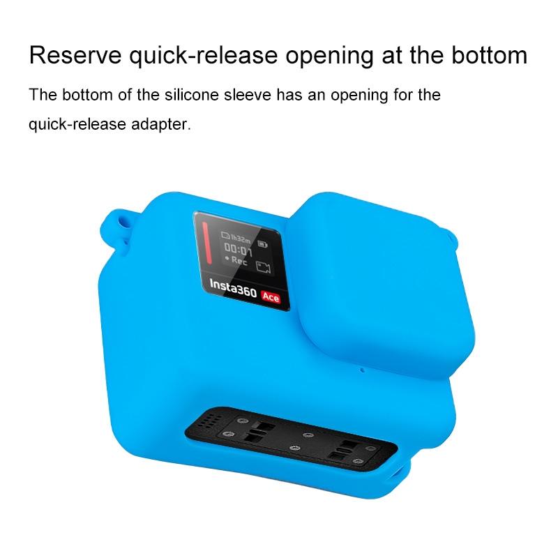 Silicone Protective Case with Lens Cap for Insta360 Ace - Blue 7