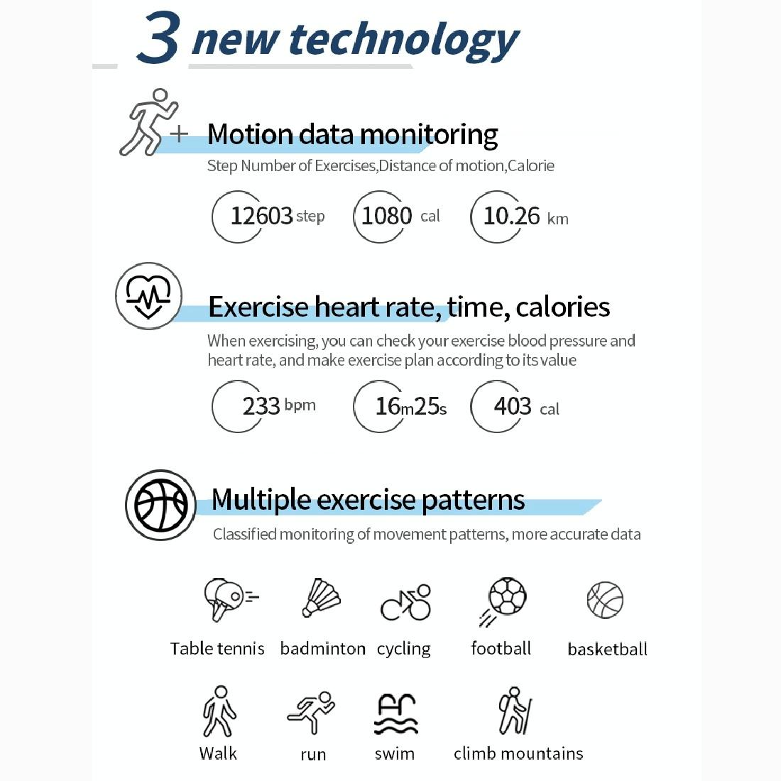 Smart Watch With Heart & Oxygen Monitoring Colour Screen Ip67 - Blue 13