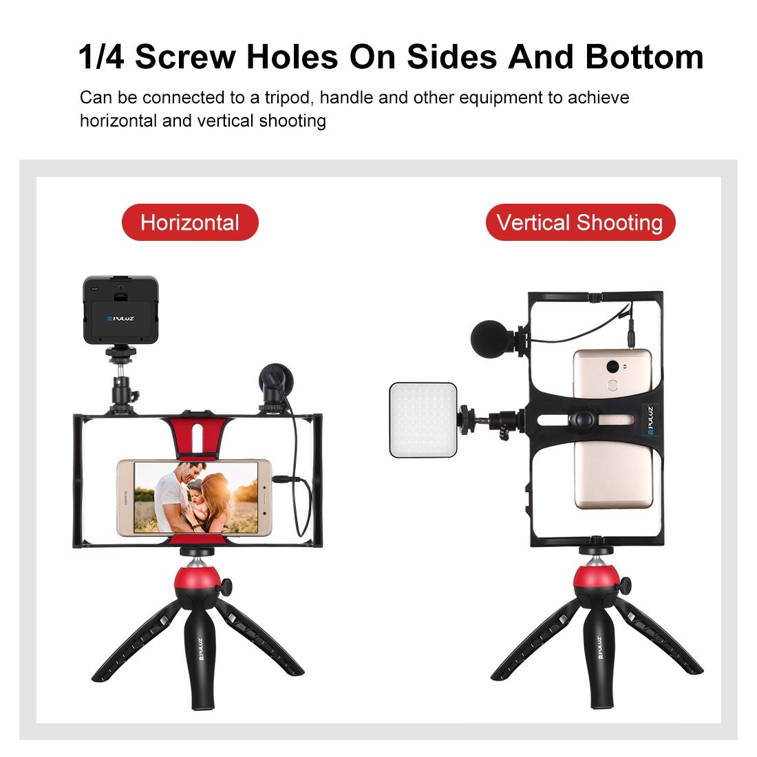 Vlogging Live Broadcast Kit With Led Fill Light Microphone Tripod Mount & Cold Shoe Head - Blue 9