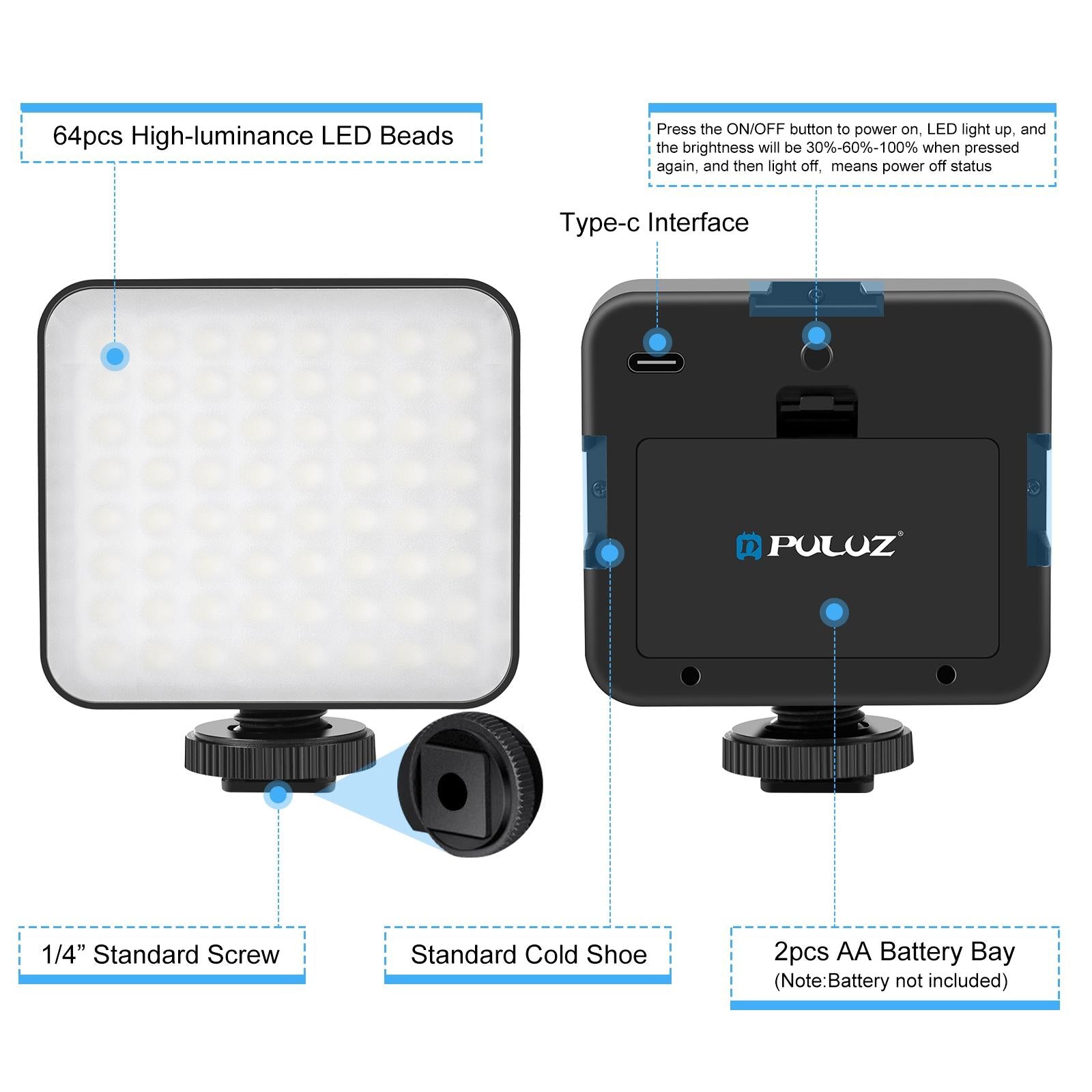 Vlogging Live Broadcast Kit With Led Fill Light Microphone Tripod Mount & Cold Shoe Head - Blue 11