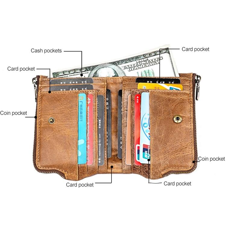 Leather Wallet with Rfid Protection and Strap - Card Slots - Blue 4