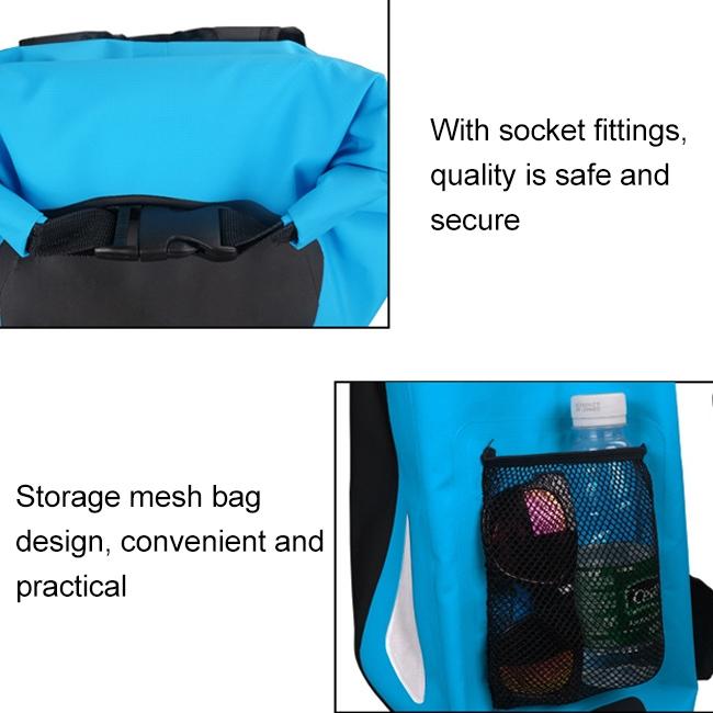 25L Outdoor Waterproof Dual Shoulder Strap Dry Bag Pvc Barrel Design - Blue 14