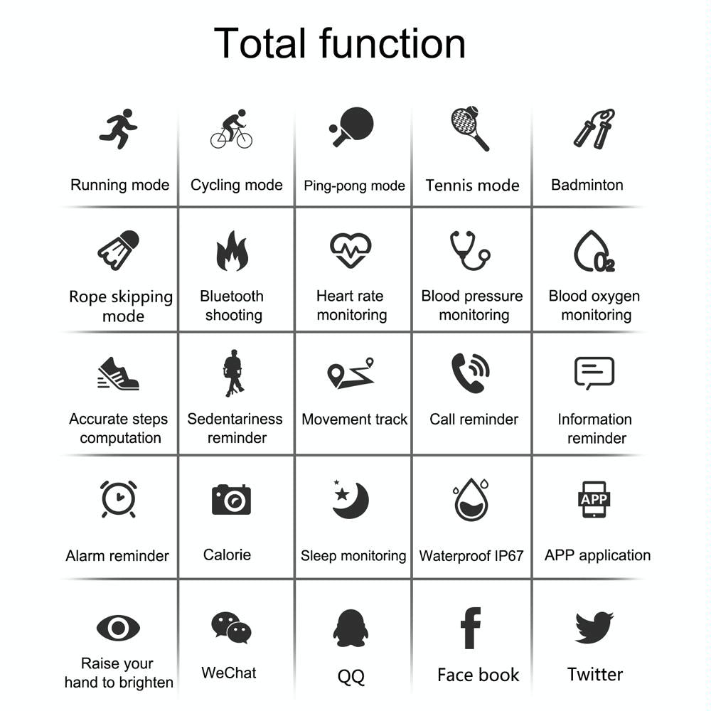 Smart Bracelet With Call / Heart / Sleep / Bp Monitoring - Ip67 Waterproof 8