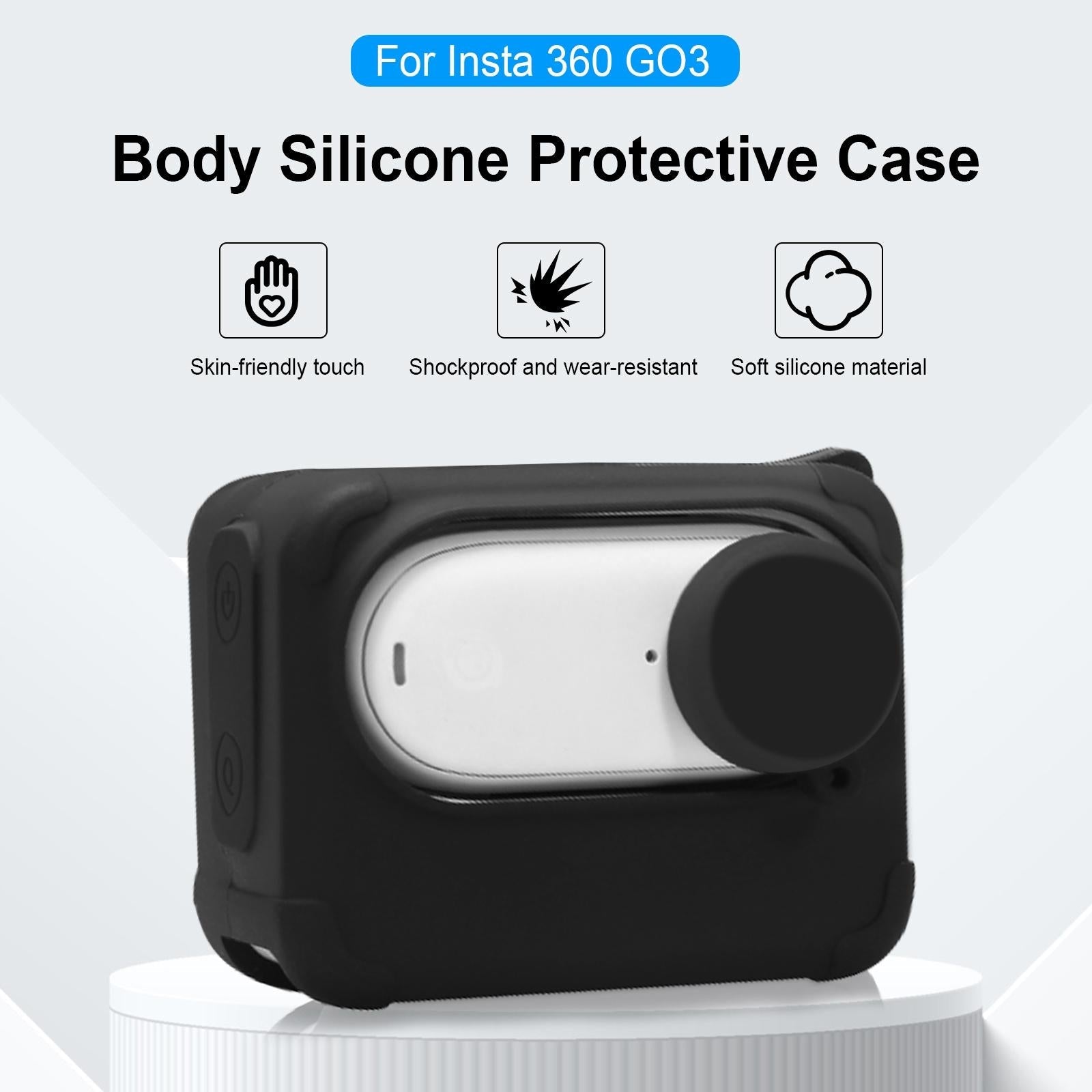 Insta360 Go 3 Charging Case with Silicone Cover Lens Cap and Strap - Blue