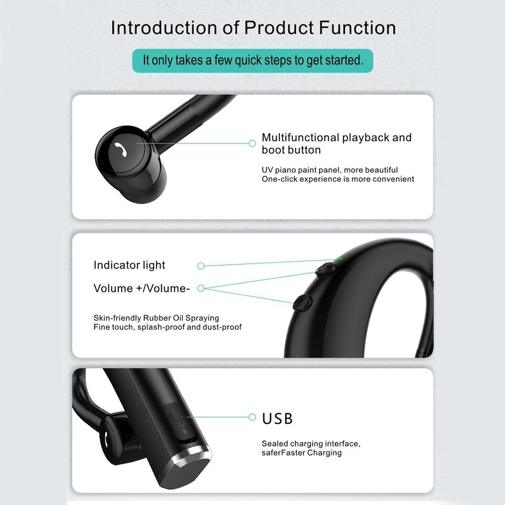 Wireless Business Sports Bluetooth Earphones - Fast Charging Bluetooth 5.0 - Blue 8