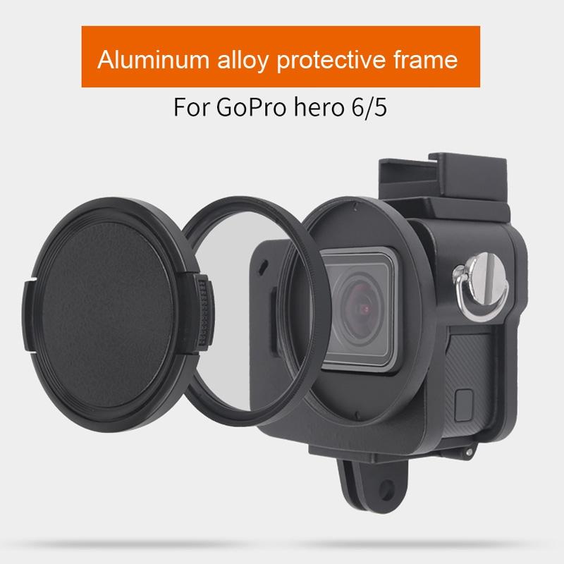 Aluminum Protective Cage with Insurance Frame and 52mm Uv Lens for Gopro Hero7 / 6 / 5 - Blue 7