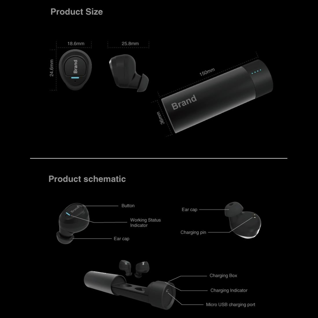 Waterproof Wireless Earbuds with Noise Cancelling and Charging Case - Blue 9