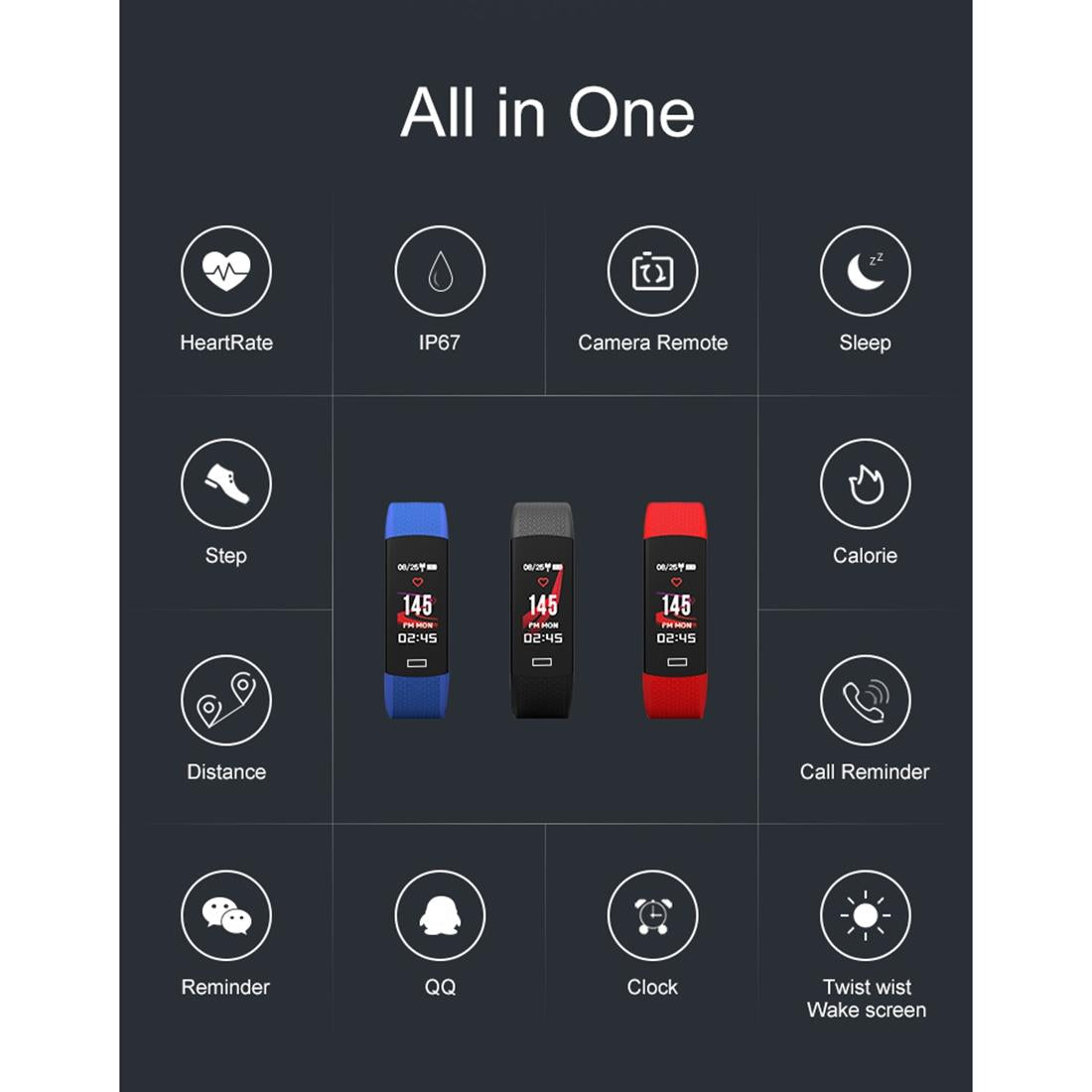 Fitness Tracker With Heart Rate Monitor - Tft Display - Blue 4