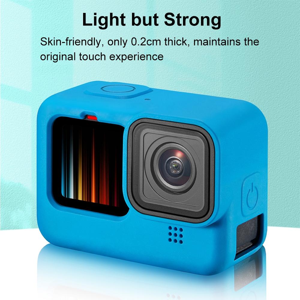 Silicone Case with Wrist Strap and Lens Cover for Gopro Hero 9-12 - Blue 12