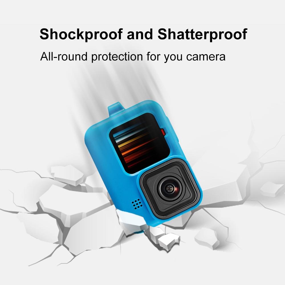 Silicone Case with Wrist Strap and Lens Cover for Gopro Hero 9-12 - Blue 13