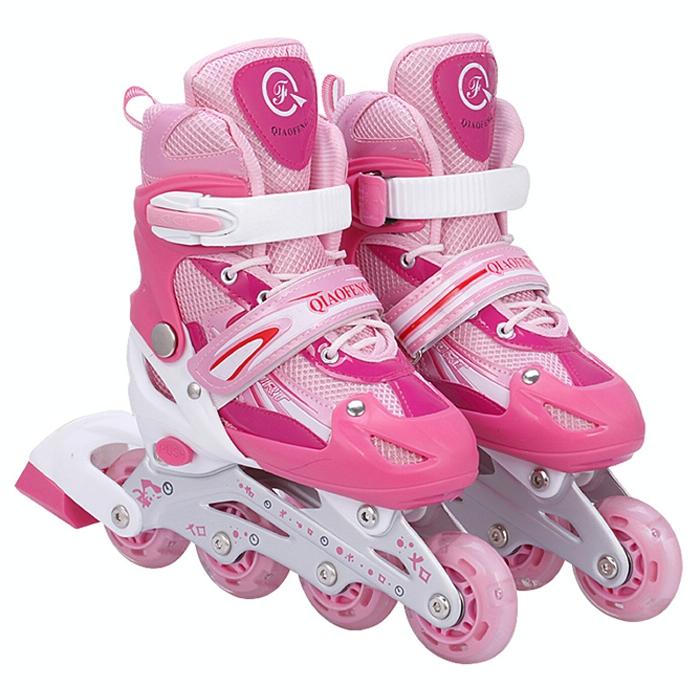 Flash Straight Row Roller Skating Shoes Suit for Children and Adults - Size l - Blue 12