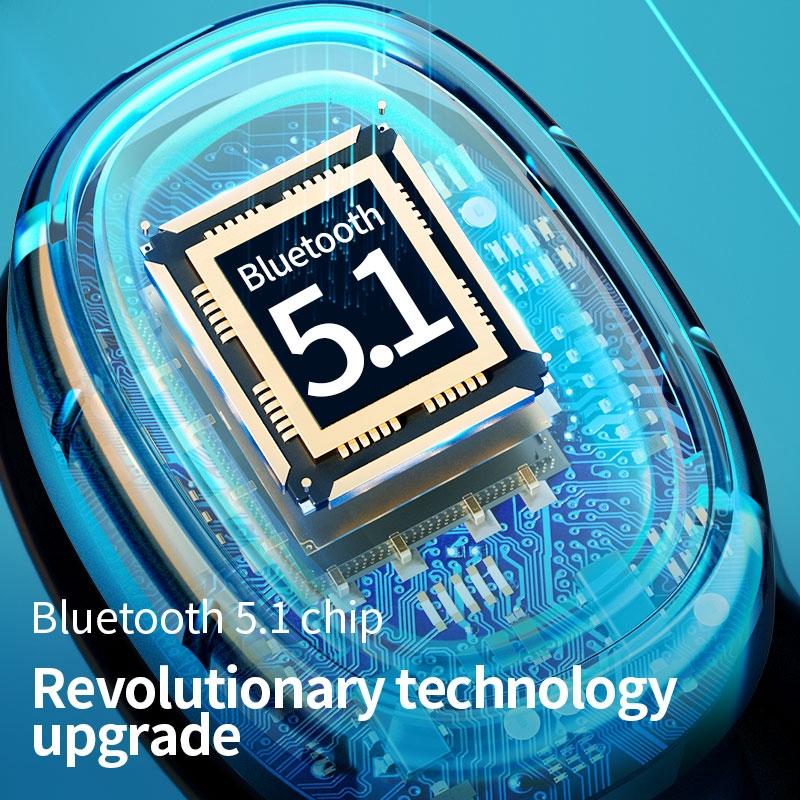 True Wireless Bluetooth Earphones with Digital Display and Charging Box - Blue 7