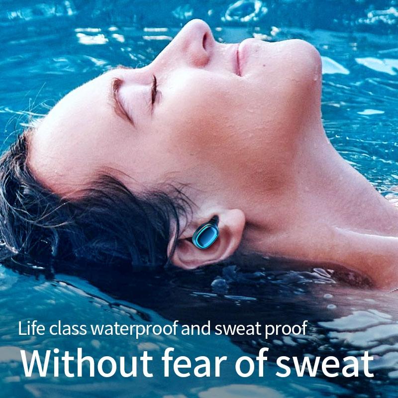True Wireless Bluetooth Earphones with Digital Display and Charging Box - Blue 10