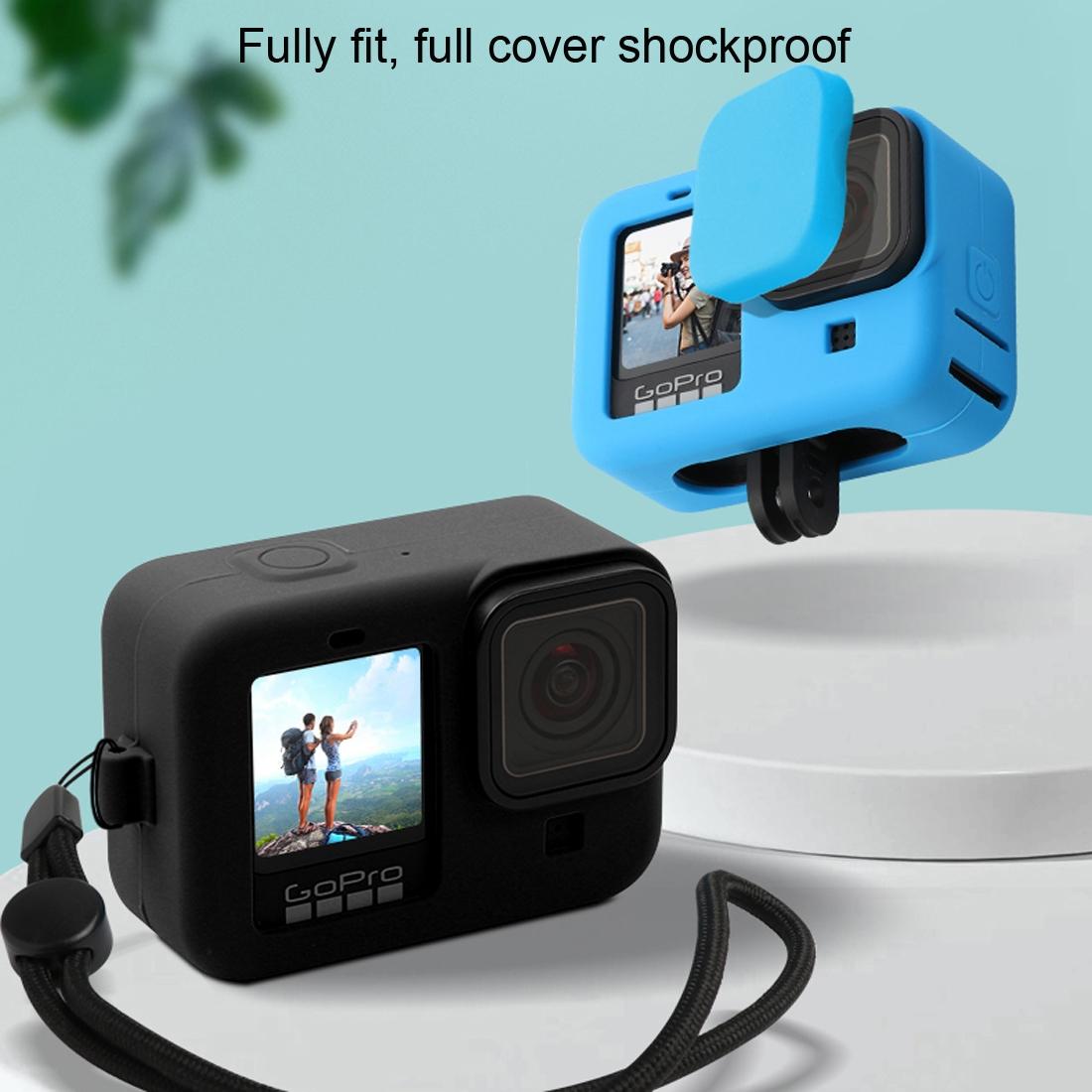 Silicone Case with Wrist Strap and Lens Cover for Gopro Hero10 / 9 - Blue 3