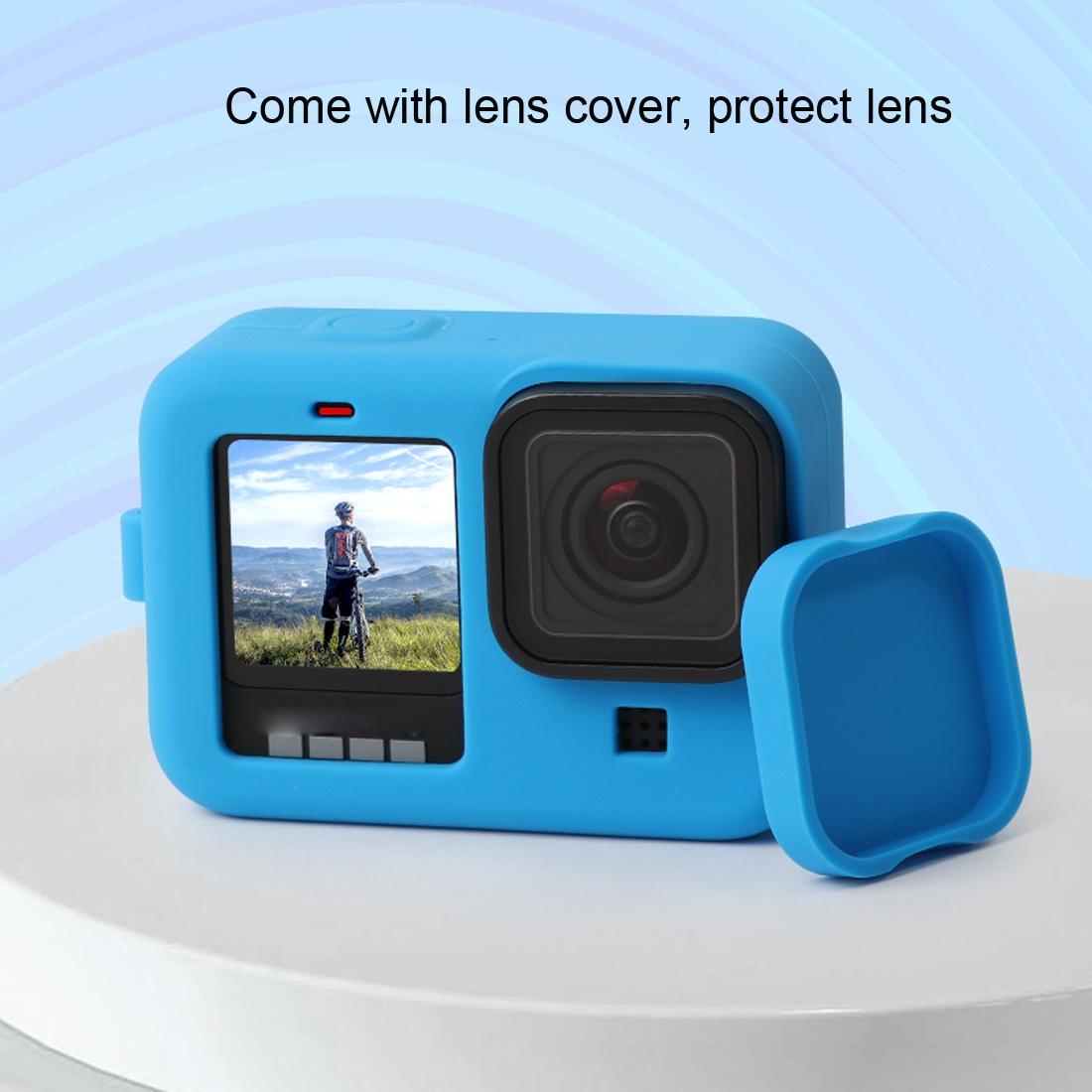 Silicone Case with Wrist Strap and Lens Cover for Gopro Hero10 / 9 - Blue 4