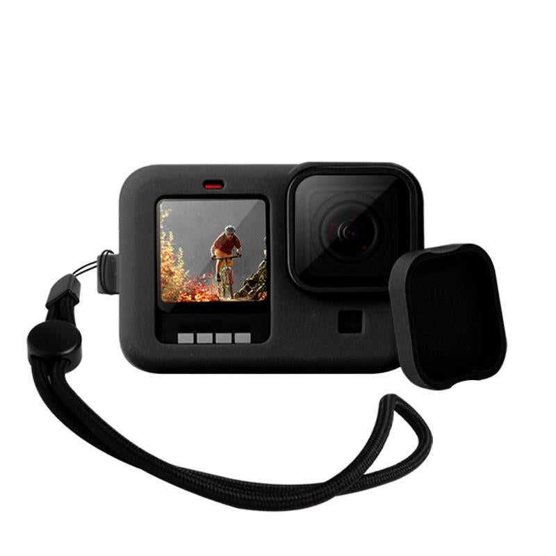 Silicone Case with Wrist Strap and Lens Cover for Gopro Hero10 / 9 - Blue 8