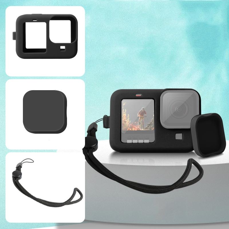 Silicone Case with Wrist Strap and Lens Cover for Gopro Hero10 / 9 - Blue 9
