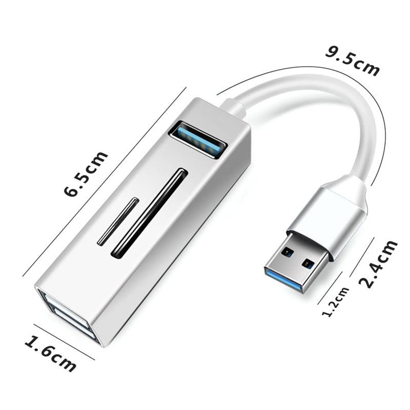 5-In-1 Usb3.0 Hub Adapter 3X Usb + Sd / Tf Reader - Blue 3