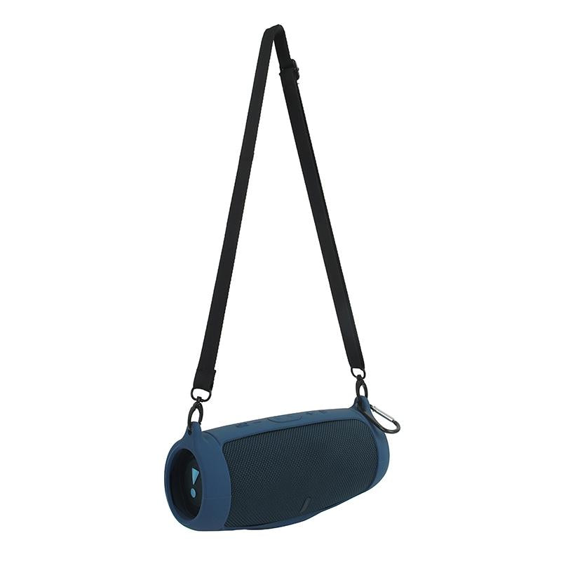 Portable Silicone Speaker Cover with Shoulder Strap & Carabiner for Jbl Charge 5 - Blue 7