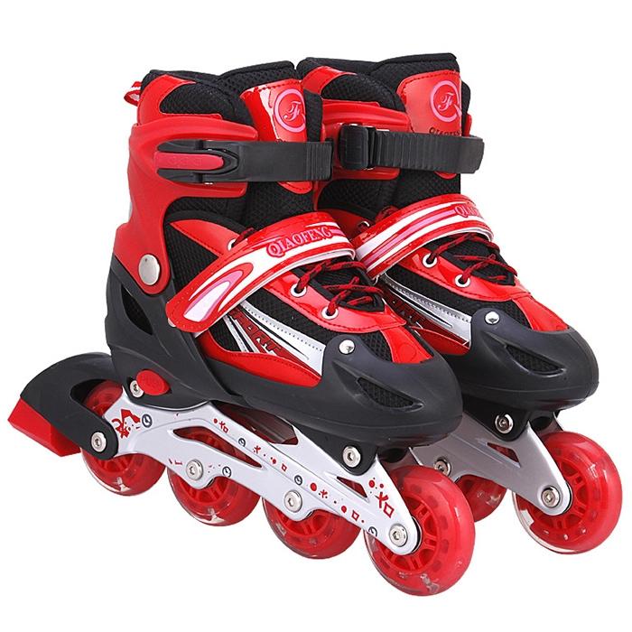 Flash Straight Row Roller Skating Shoes Suit for Kids and Adults - Medium Size - Blue 8