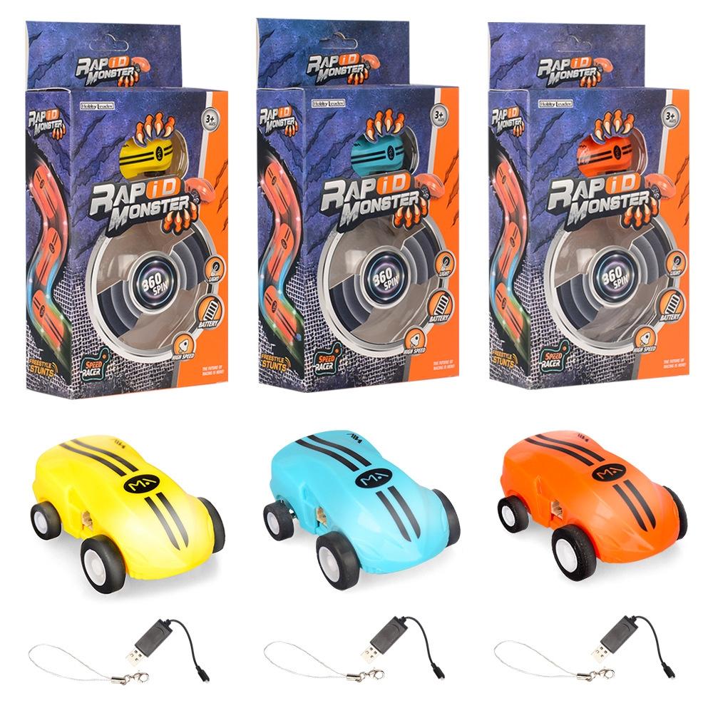 360 Degree Rotary Mini Laser Pocket Car Racing Toy - Blue 8