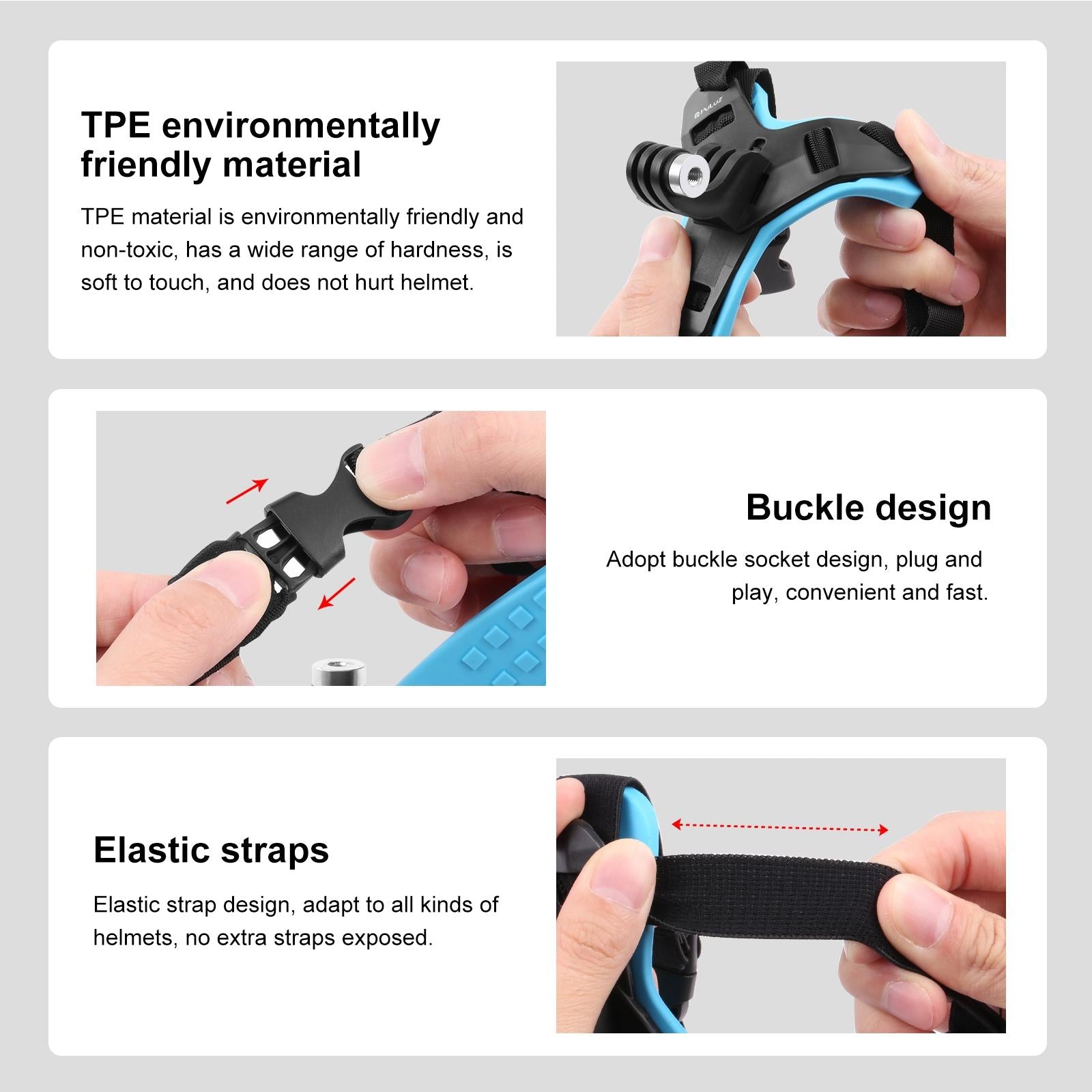Universal Chin Strap Mount for Action Cameras - Blue 12