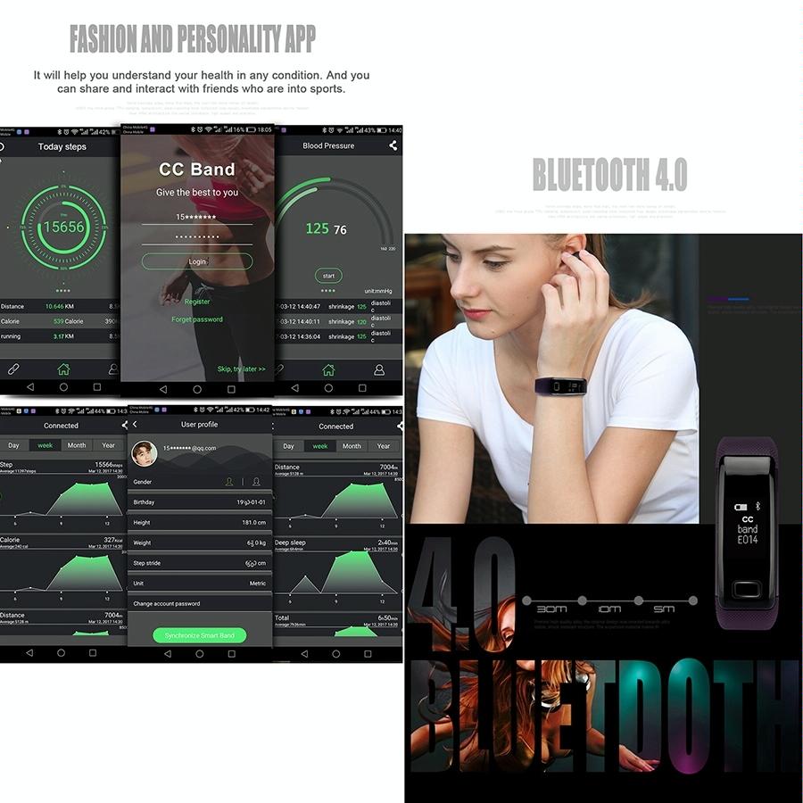 Smart Oled Bracelet - Waterproof Pedometer Bp Hr Blood Oxygen - Android / Ios - Blue 5