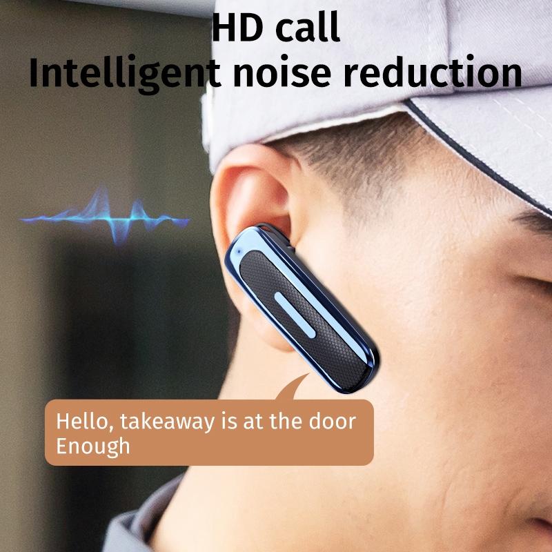 Wireless Unilateral Ear-mounted Earphone with Noise Reduction - Black Blue 5