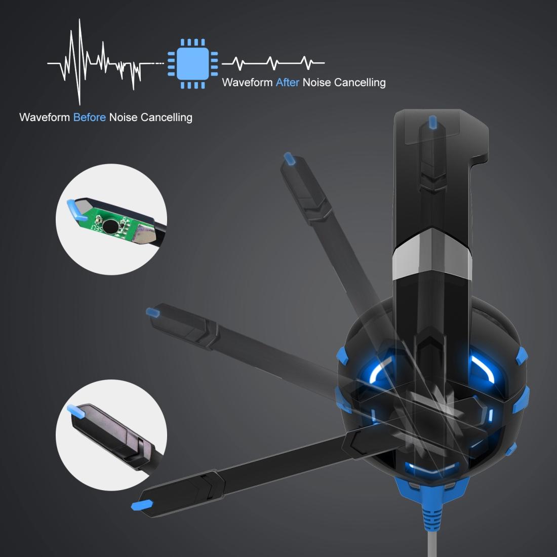Surround Gaming Headset With Mic & Led Lights - Black Blue 6