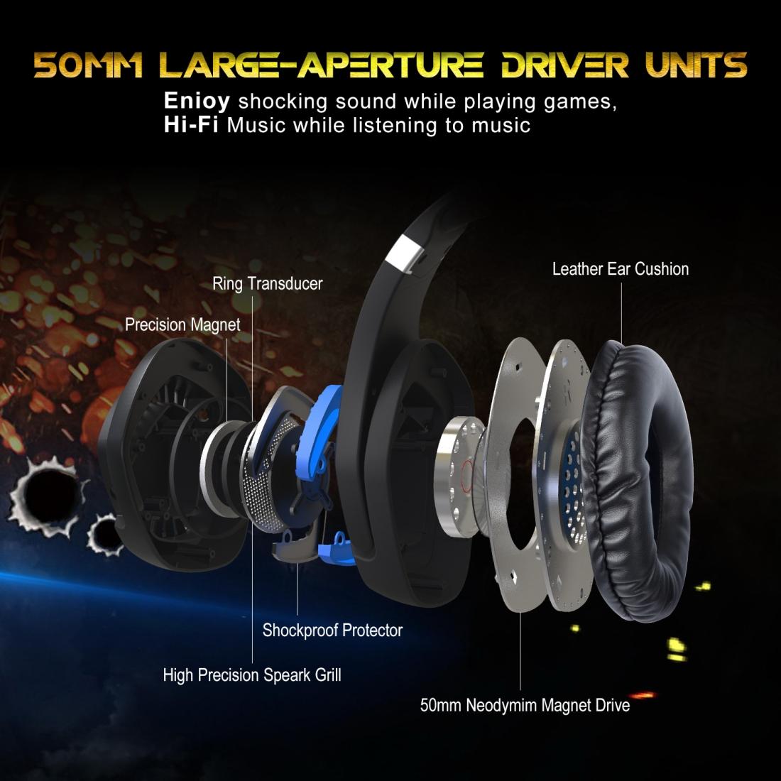 Surround Gaming Headset With Mic & Led - Black Blue 6