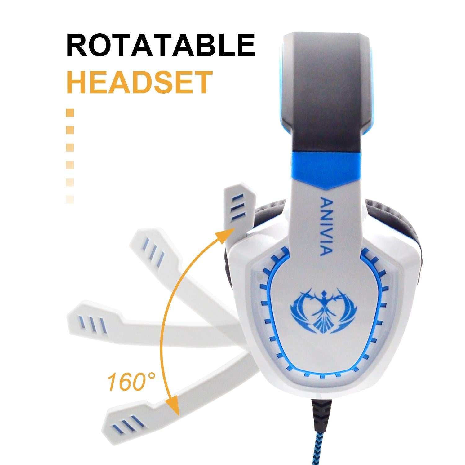 3.5Mm Noise-Canceling Gaming Headset With Retractable Mic 2M Cable - Black Blue 4