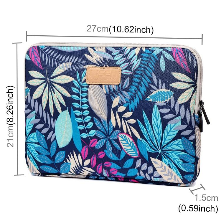 Colourful Leaves Sleeve Case for Ipad Air Galaxy Tab Yoga Surface Pro - Zipper Bag for 10.1 Laptops / Tablets - Blue