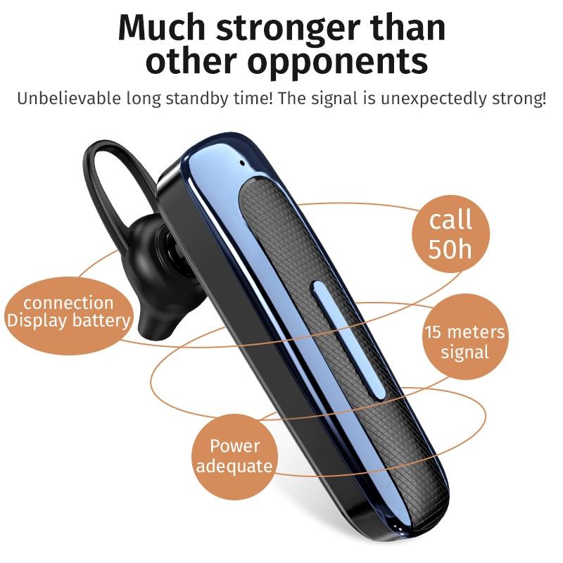 Wireless Unilateral Ear-mounted Earphone with Noise Reduction - Red Black 5