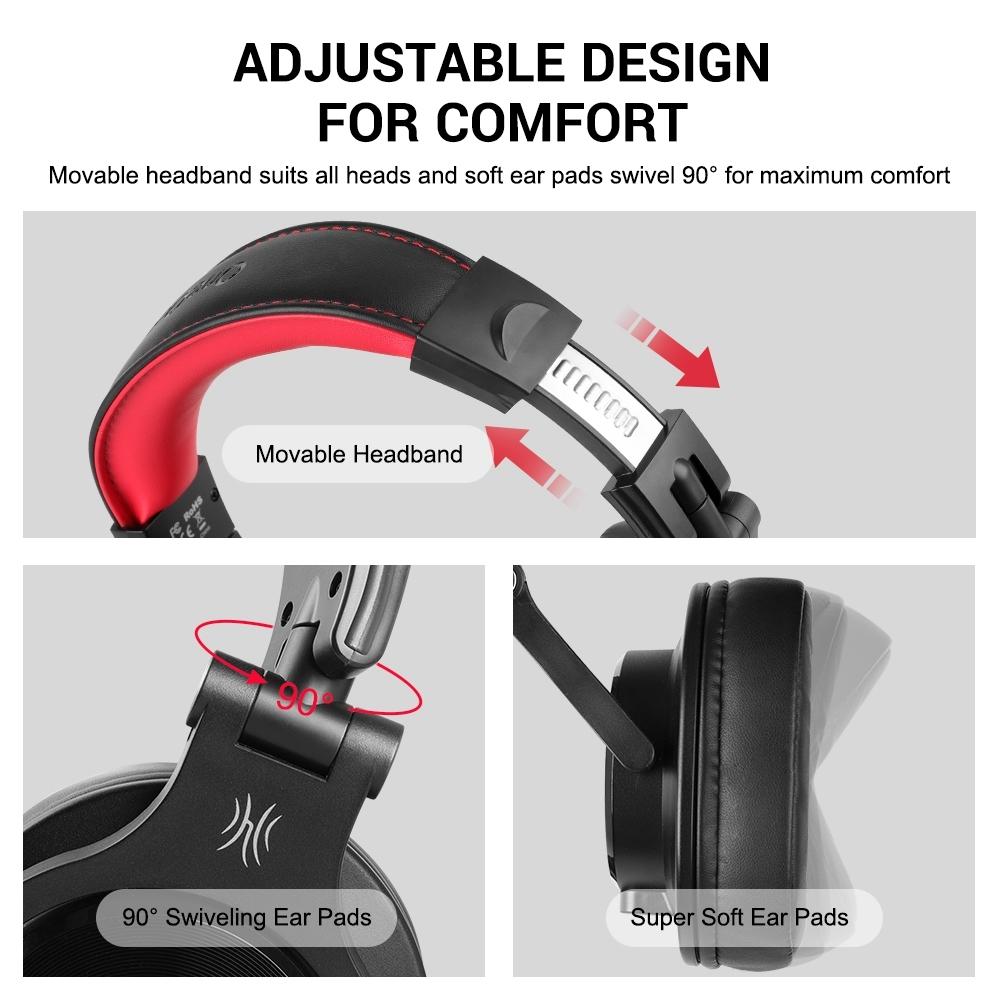 Red Black Wired Headphone With Noise Reduction & Mic 4