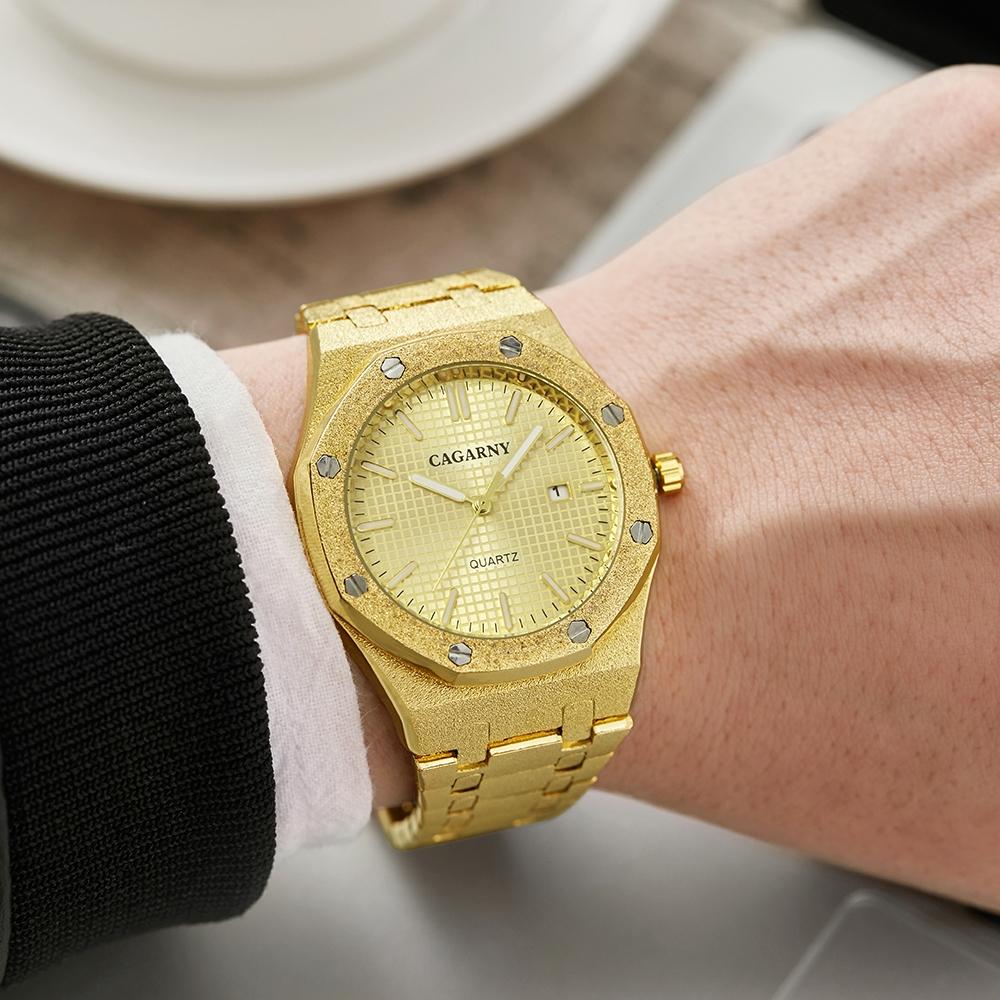 Gold Shell Black Dial Men Stainless Steel Watch with Dual Movement - Wa0335Sl 5