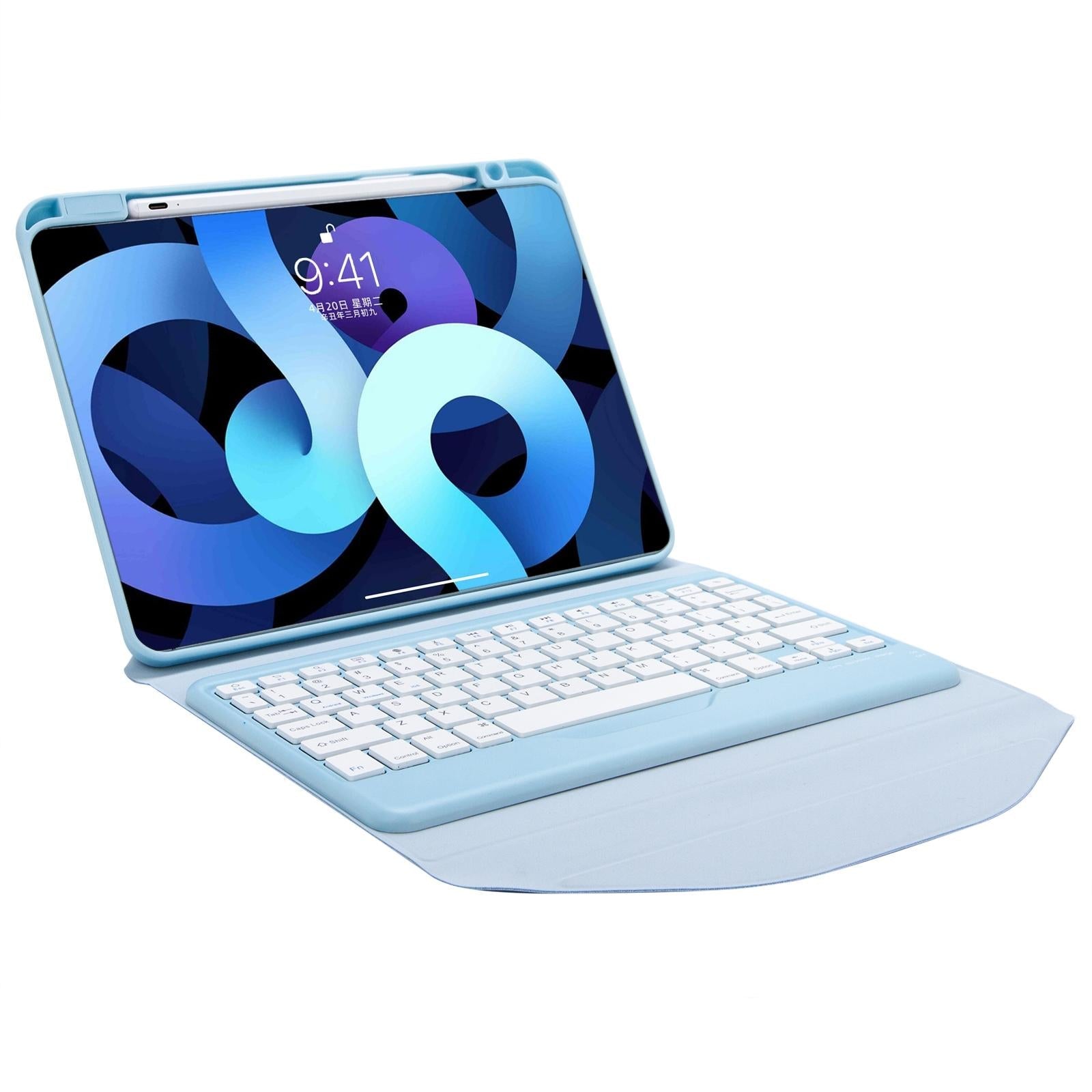 Bluetooth Keyboard Leather Tablet Case With Pen Slot - Sky Blue 6