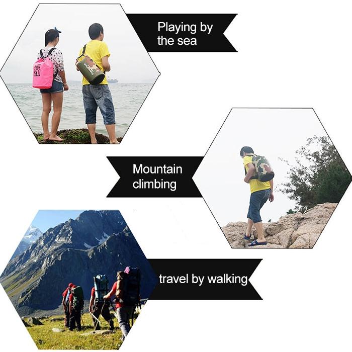 30L Outdoor Waterproof Double Shoulder Bag Dry Sack Pvc Barrel Bag - Sky Blue 10