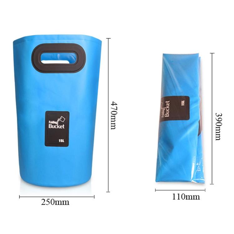 15L Outdoor Portable Folding Sink Pvc Collapsible Bucket - Sky Blue 12