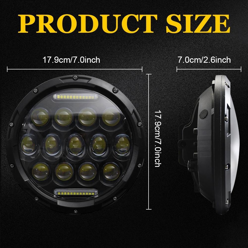 2 Pcs 7 Inch Dc10 - 48V 36W 6000K Harley Motorcycle Headlight With 12 Smd - 5630 - Led Lamps And 12 Crystal Lamp Beads White Light 3