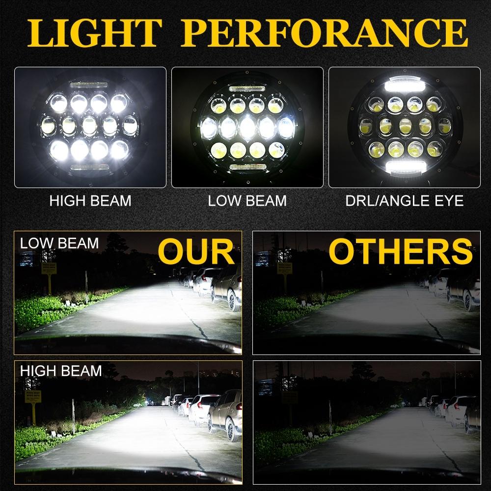 2 Pcs 7 Inch Dc10 - 48V 36W 6000K Harley Motorcycle Headlight With 12 Smd - 5630 - Led Lamps And 12 Crystal Lamp Beads White Light 6